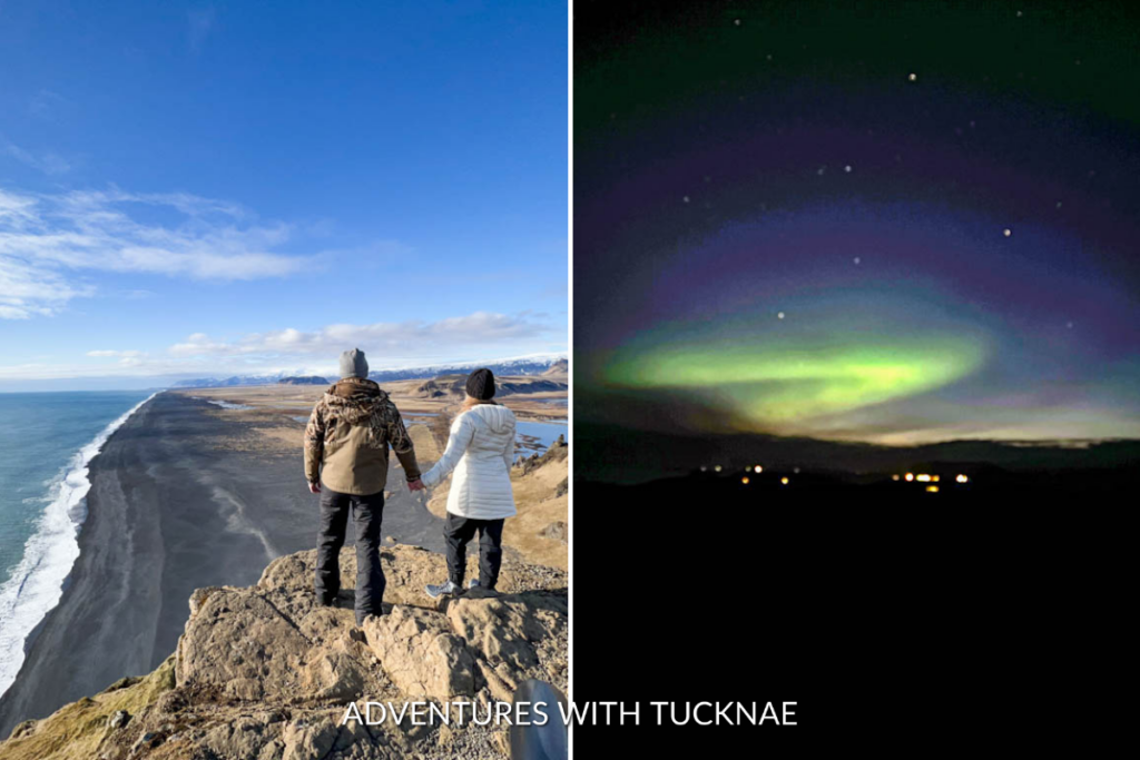 Viewing the Northern Lights near Vik Iceland