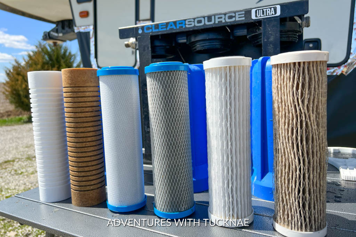 Clearsource RV Water Filtration System Filters Before and After