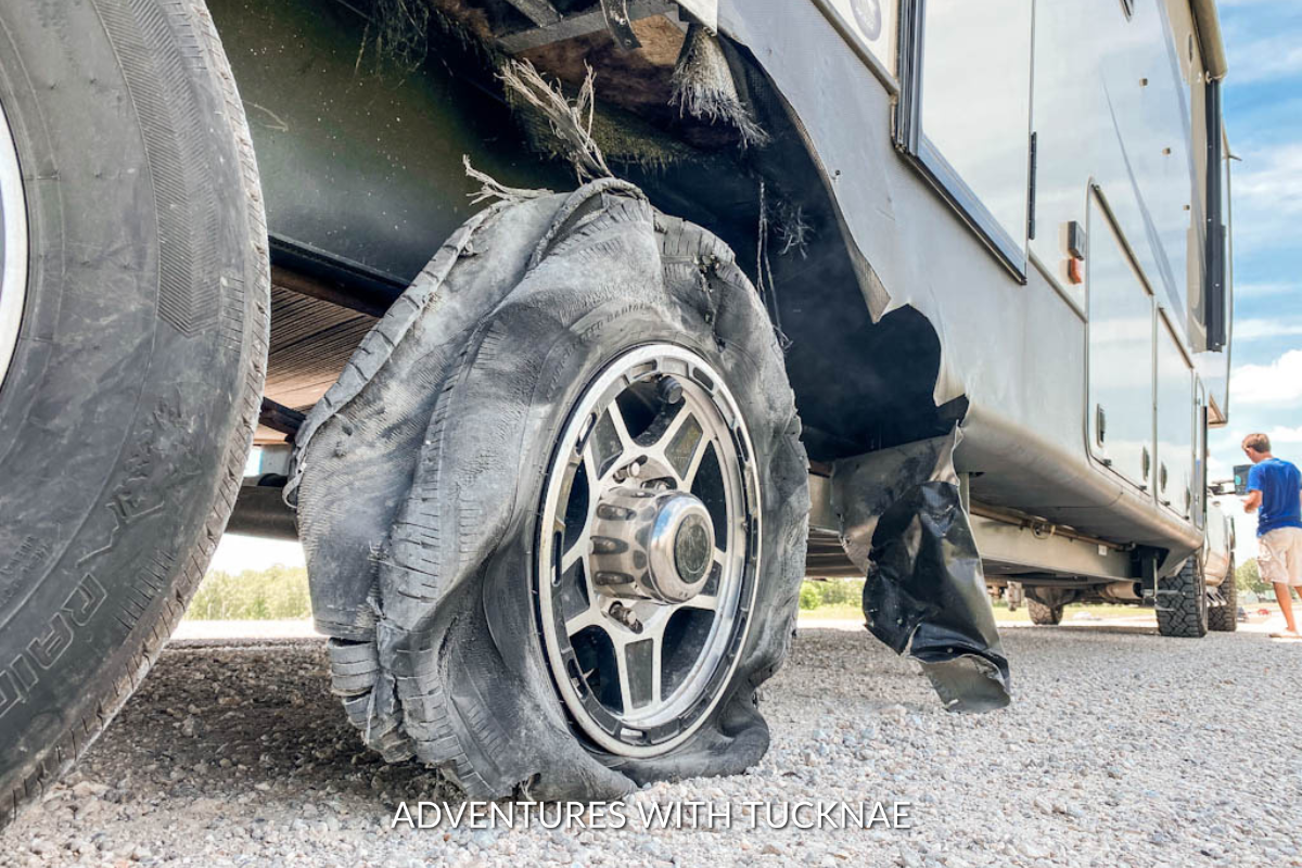 RV tire blowout damage 