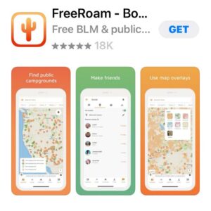 FreeRoam Boondocking App in the ios app store