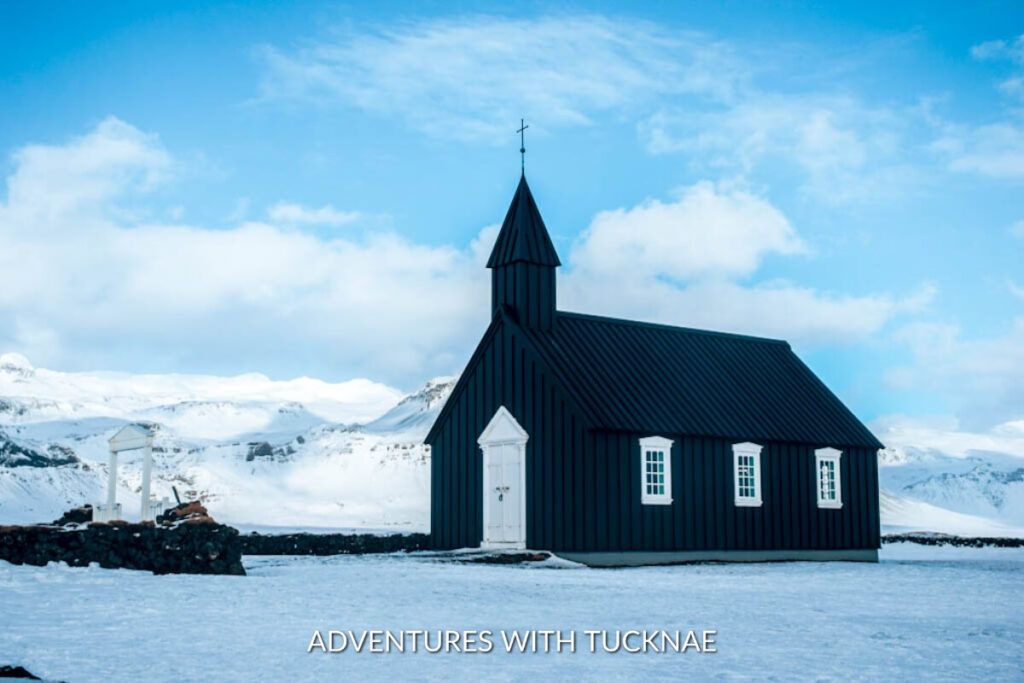 A small church named Búðakirkja in Iceland
