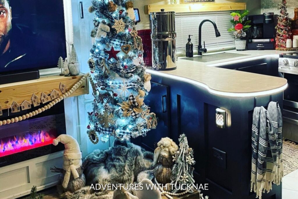 Classic and cozy Christmas decor in an RV