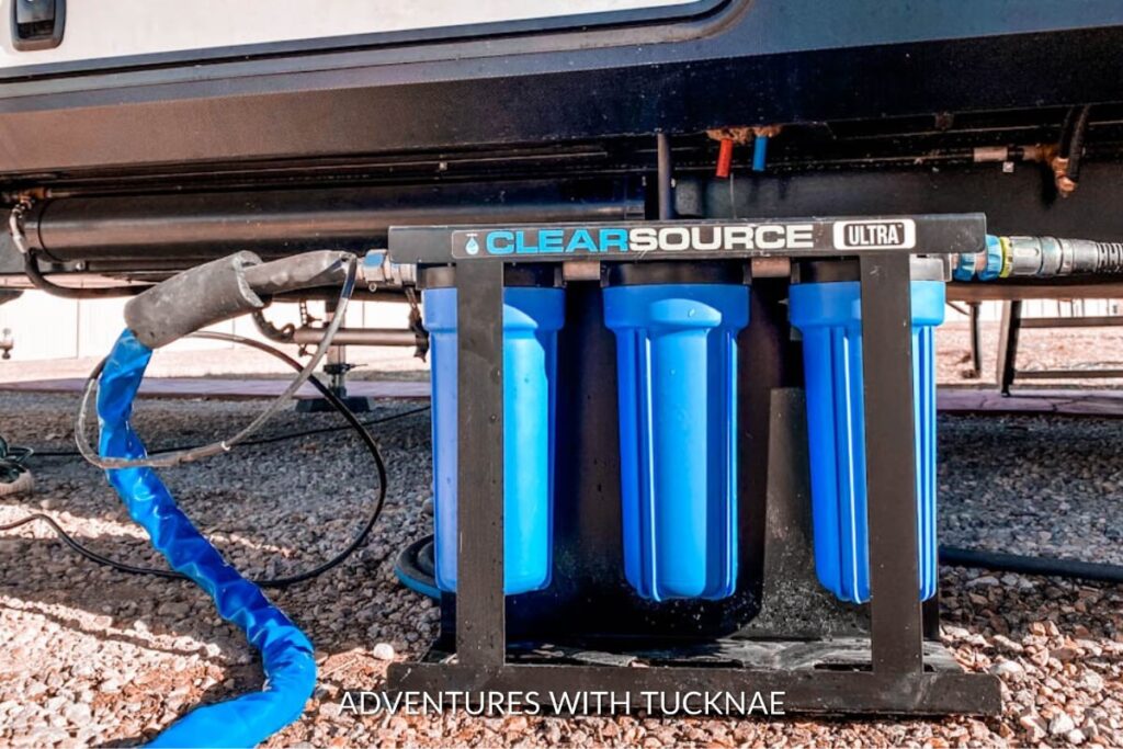 The ClearSource Ultra water filtration system hooked up to an RV