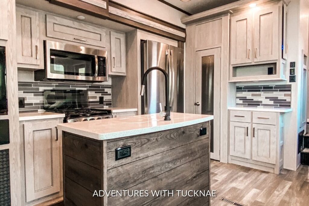 A new Keystone Montana High Country 335BH fifth wheel kitchen
