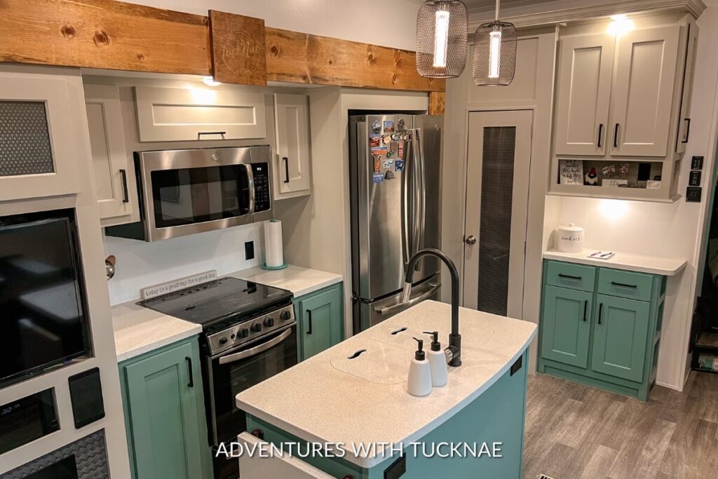 A completely remodeled RV kitchen