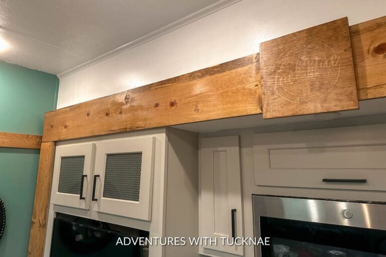 The slide trim in a remodeled RV kitchen