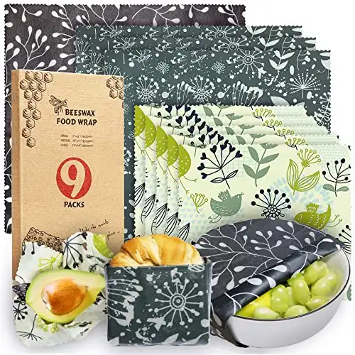 9-Pack Beeswax Reusable Food Wraps
