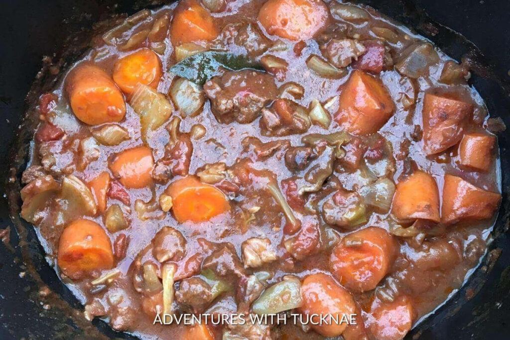 Rich and hearty slow cooker beef shin, ideal for a comforting crockpot meal during RV travels.